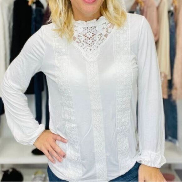 NWT - 143 Story - Women’s Mock Neck Long Sleeve White Top - Size XS - Picture 1 of 8